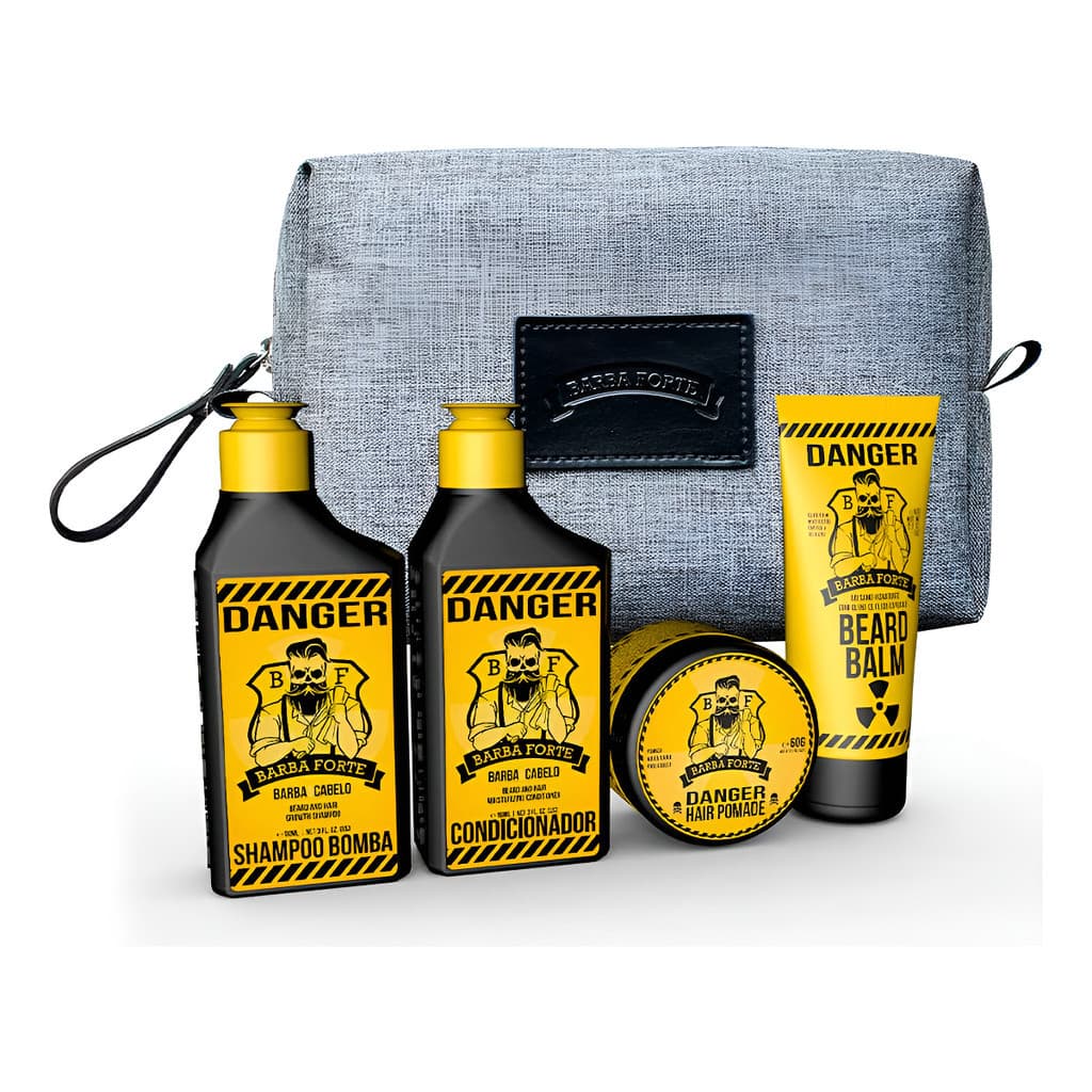 Kit Viagem Danger Barba Forte 4 Produtos + Necessaire