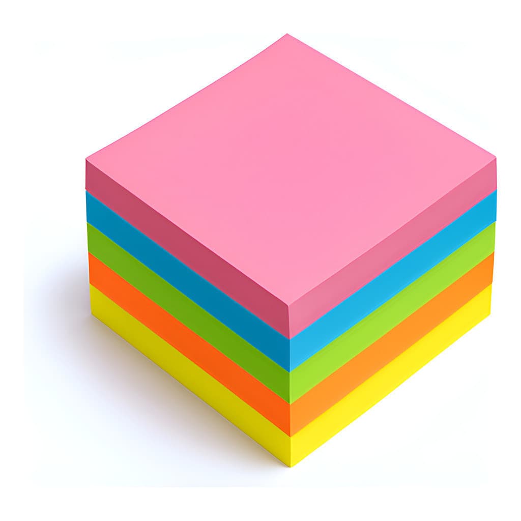 KIT COM 1500 Folhas -Bloco Colorido 76x76mm  500 Folhas Bloco De Notas - Colorido