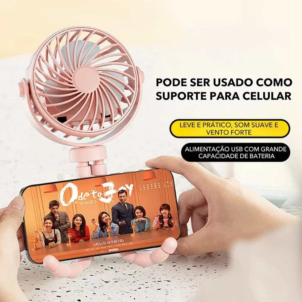 Ventilador de Polvo para Carrinho de Bebê, Portátil e Silencioso - USB Recarregável com 3 Velocidades