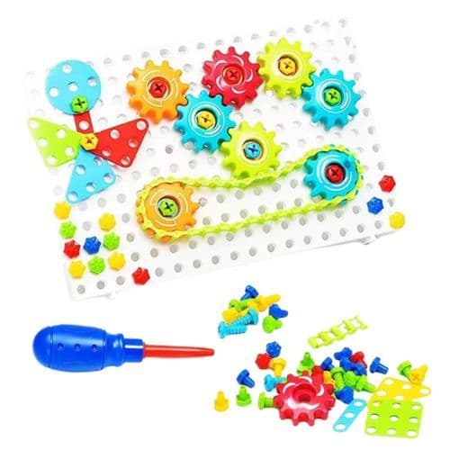 Kit Ferramenta Infantil Quebra Cabeça Engrenagem 98pc