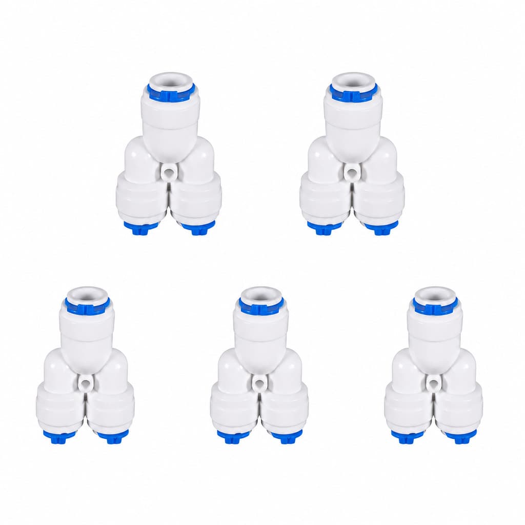 Kit 5 Conector Y Triplo Engate Rápido 3/8” para Purificador Filtro e Mangueira de Água
