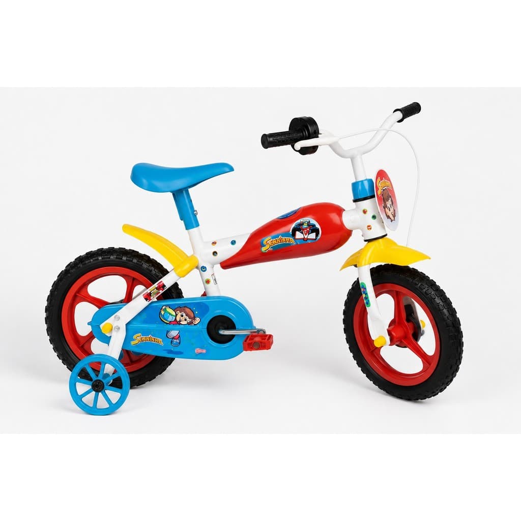 Bicicleta de passeio/urbana infantil Styll Baby Senninha aro 12 cor branca/azul/vermelho c/ rodas de treinamento