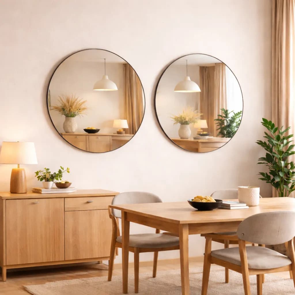 Kit 2 Espelho Redondo Decorativo 60x60 Moderno Luxo