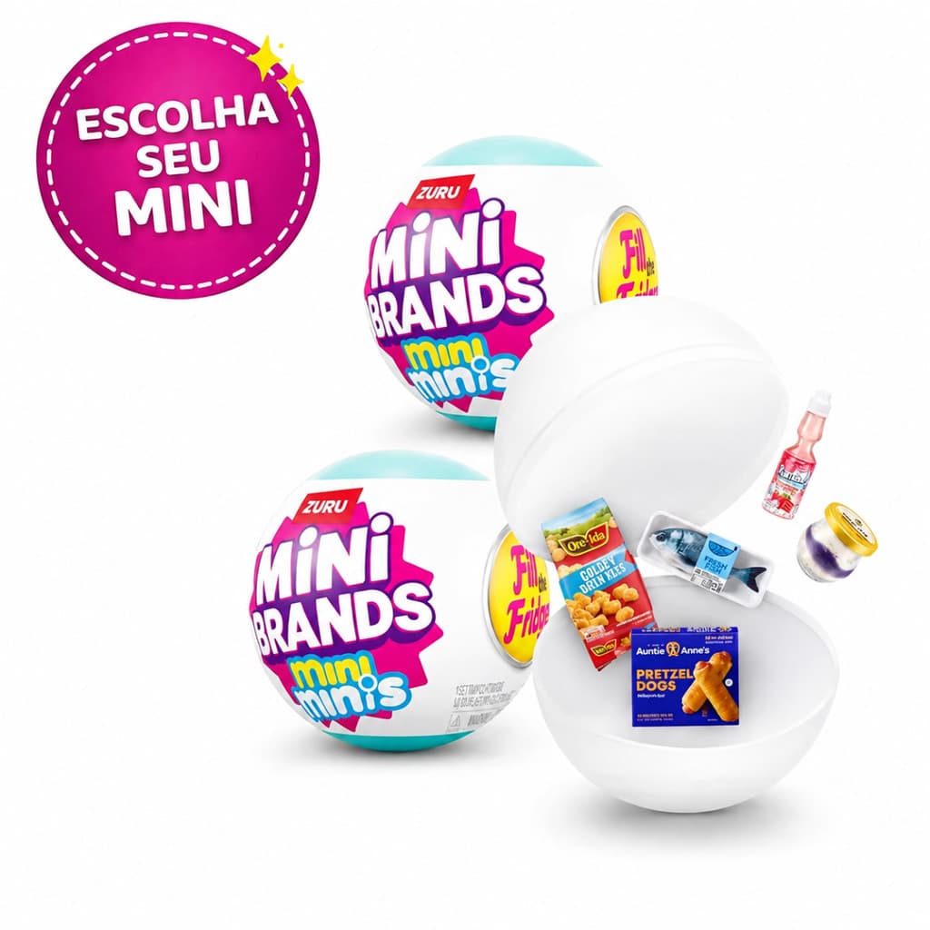 Mini Brands Miniatura Comida Geladeira Colecionável Escolha o Seu Complete a Coleção