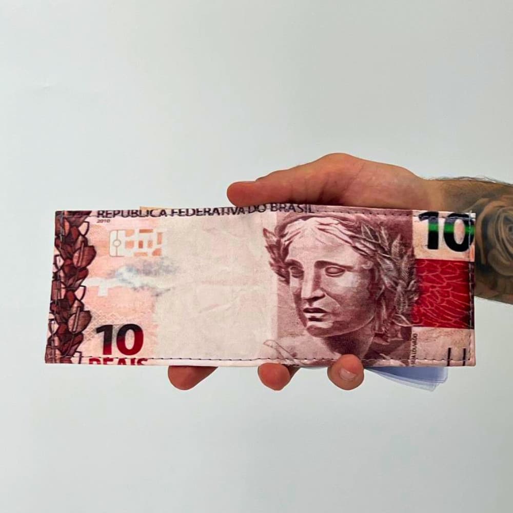 Carteira Compacta Estampa Cédula 10 Reais
