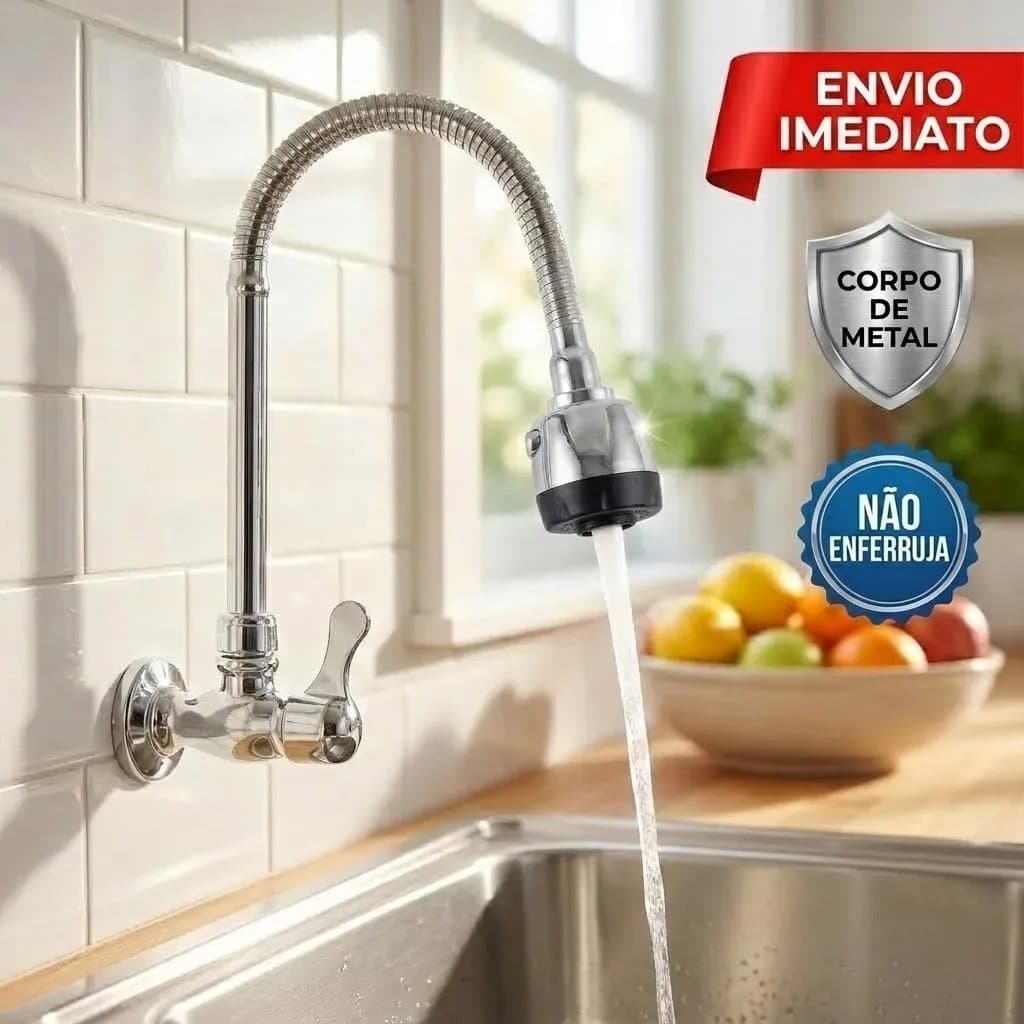 Torneira de cozinha preta montada na parede, conexão de mangueira, Design cônico de Sprinkler duplo, botão de anel 1/4