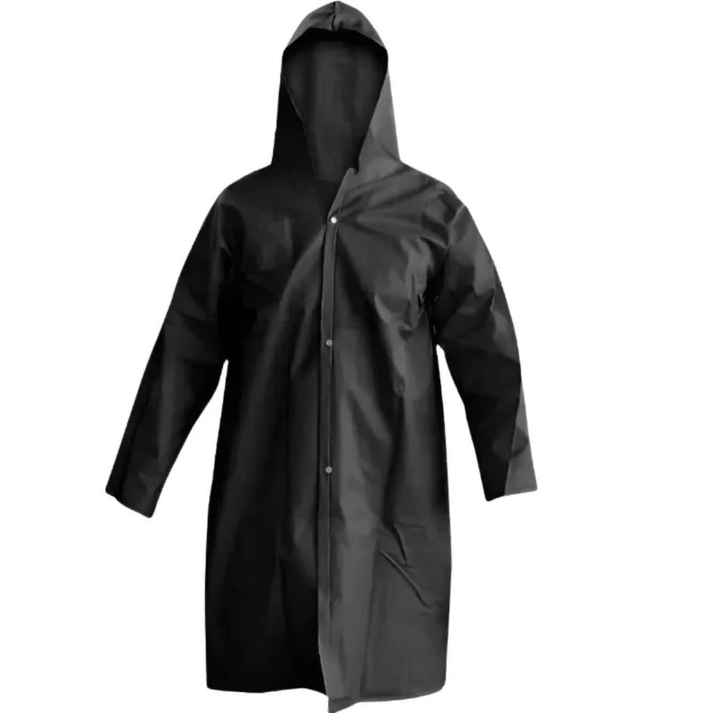 Capa De Chuva Preta Pvc Forrada Standard Tamanho M