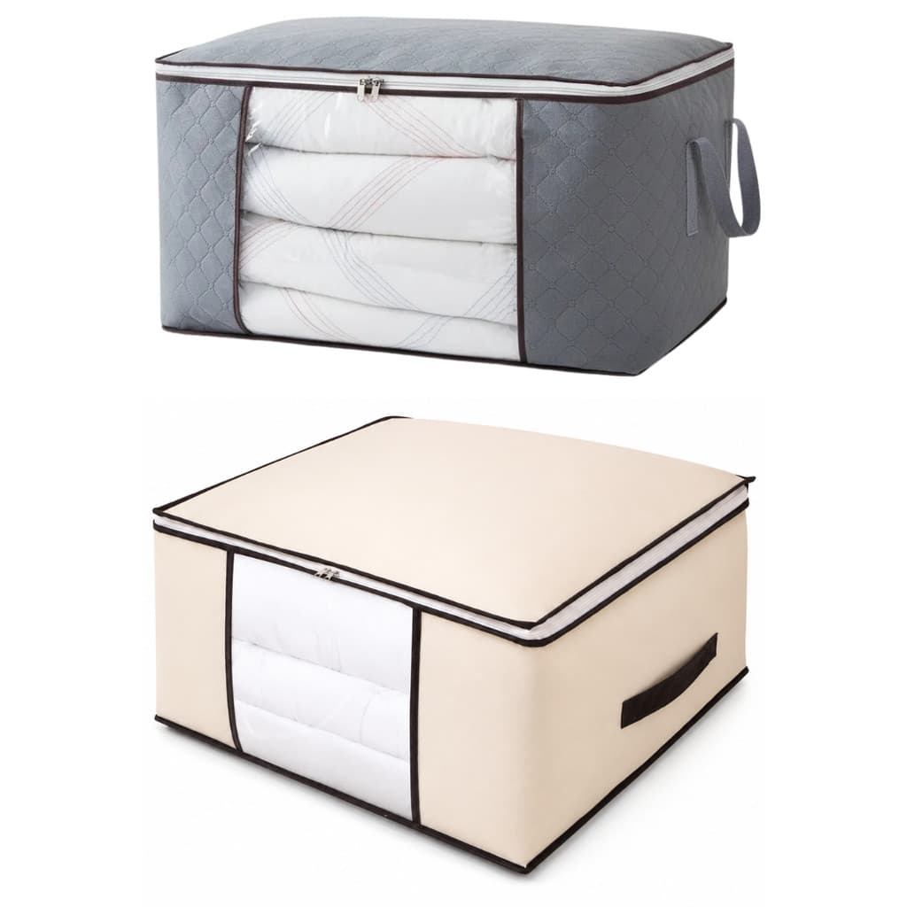 Kit 2 Bolsa Organizadora Visor Closet Abertura Dobrável Respirável Guarda Cobertor Edredom Roupa