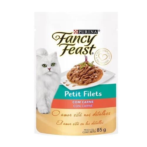 Ração Úmida Fancy Feast Sachê Petit Filet para Gatos Adultos sabor Carne 85g