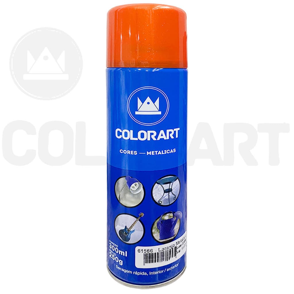 TOP TOP Tinta Spray Efeito Metálico Para metal Laranja Colorart 300ml