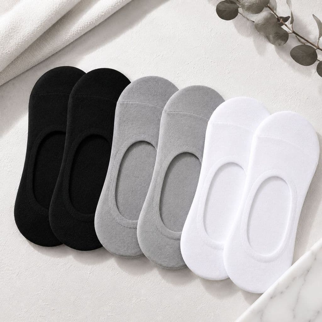 Kit 6 Pares De Meias Invisível Unissex Antiderrapante Silicone Cano Baixo Casual Dia a Dia