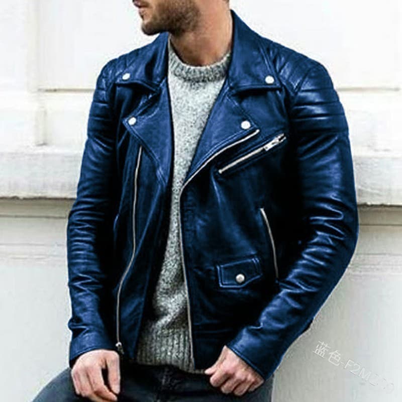 Jaqueta De Motociclista Punk Juvenil Masculina Estilo Europeu Gola Couro PU Casaco Casual