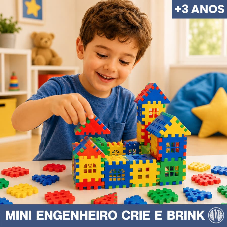 Blocos De Montar Brinquedo Educativo Pedagógico Mini Engenheiro Criativo 16 ou 72 Peças