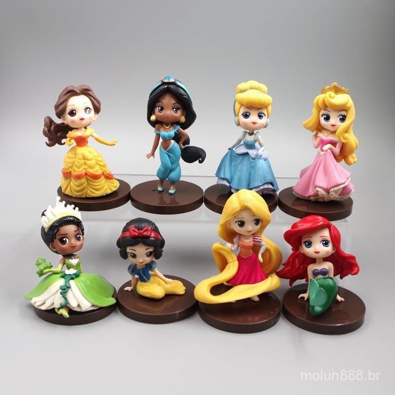 20268 Peças/Conjunto 5-8cm Figuras de Ação de Anime e Desenhos Animados da Princesa Branca de Neve, Rapunzel, Cinderela,