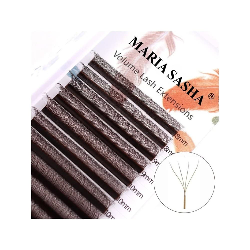 MARIA Marrom 4D W Forma Extensões De Cílios Extensão Coloridos Naturalmente Macio Preto