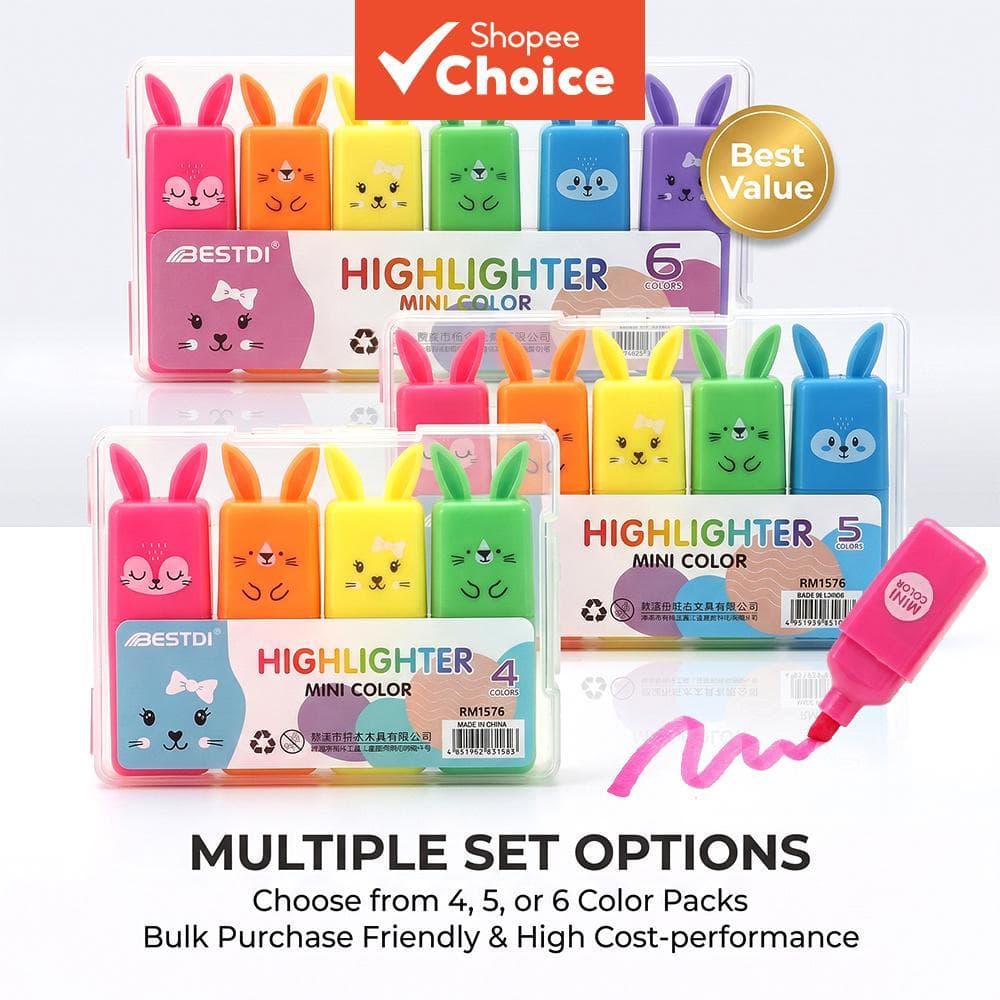 Mini Canetas Iluminadoras 4/5/6 Cores Macaron Soft Eye Care Ink Conjunto De Marcadores De Bolso