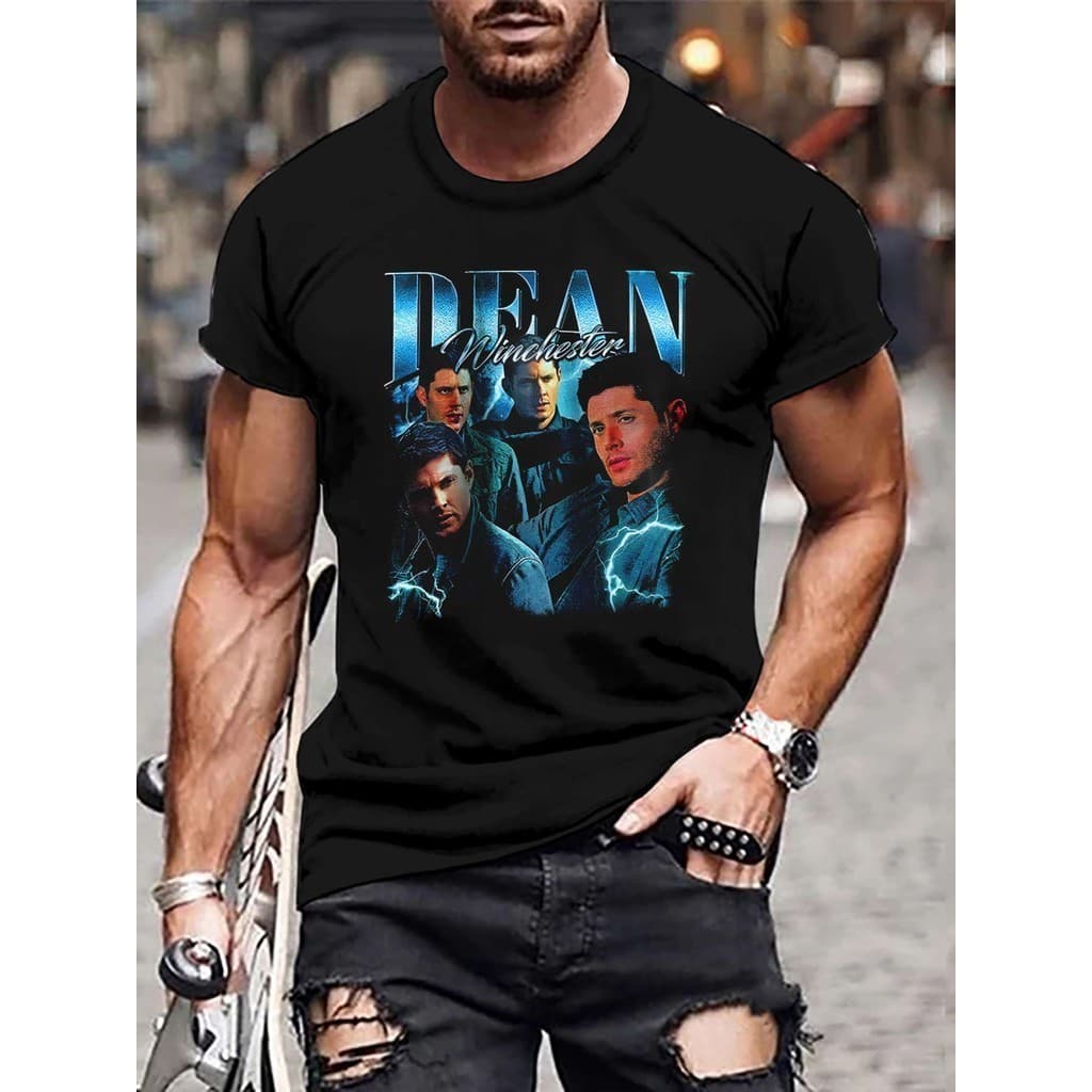 Camiseta Algodão 30.1 Lançamento 2024 Supernatural Dean Winchester Envio Rápido Moda