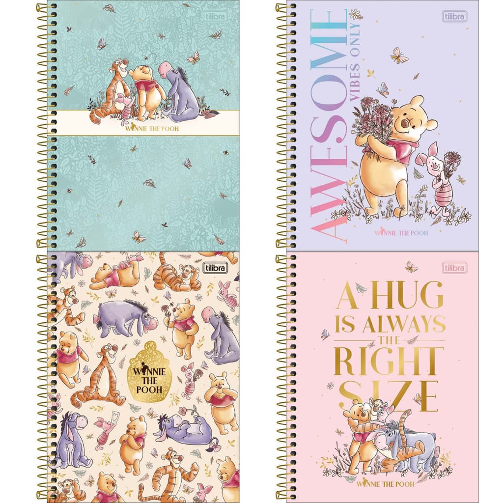 Caderno Espiral Capa Dura Universitário Pooh 80F - Tilibra