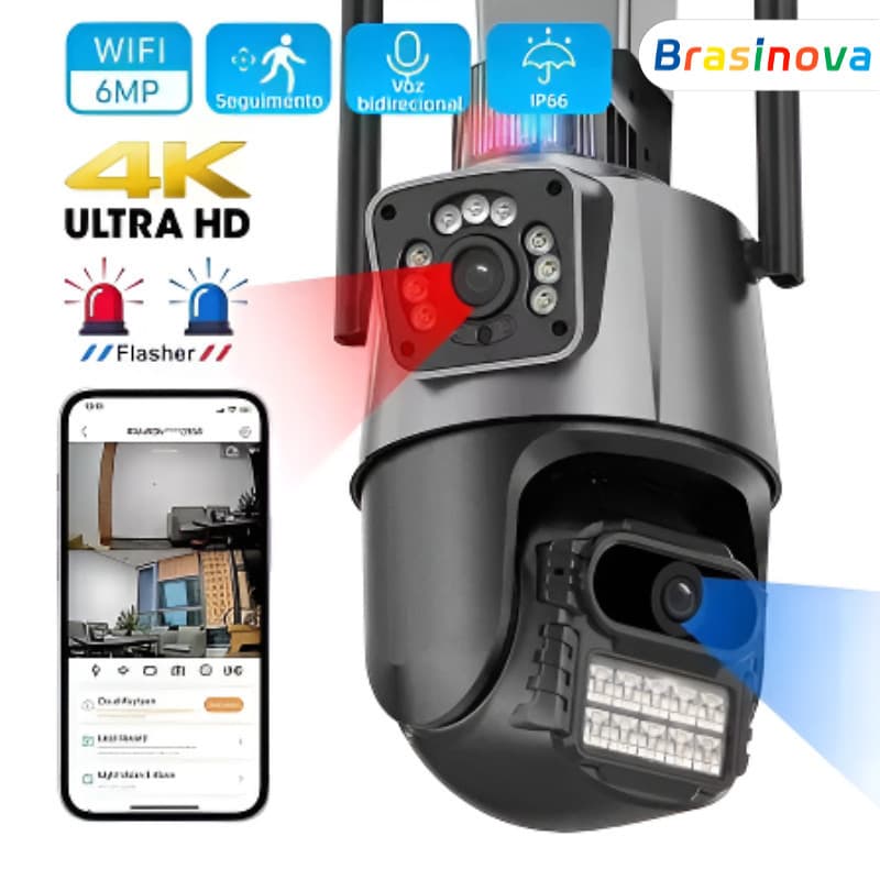 Alarme duplo 4k6mp da câmera de segurança externa Thronous com