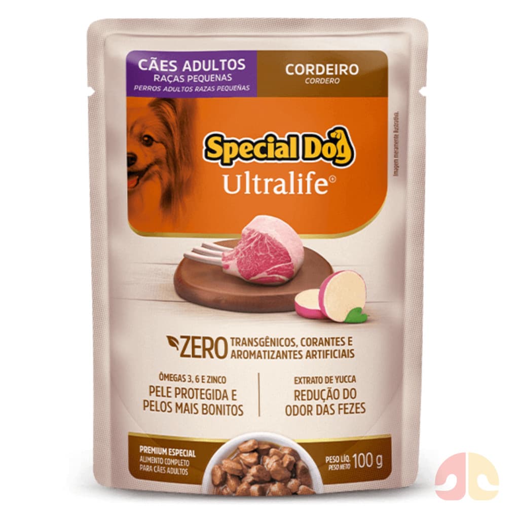 Kit com 12 Sachê Special Dog Cão Adulto Peq 12x100g Cordeiro
