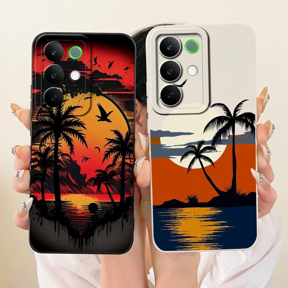 Para Realme C85/C85 Pro Lente Capa Protetora RealmeC85 C 85 5G Moda Crepúsculo Praia Pintura Silicone Macio Caso De Tele