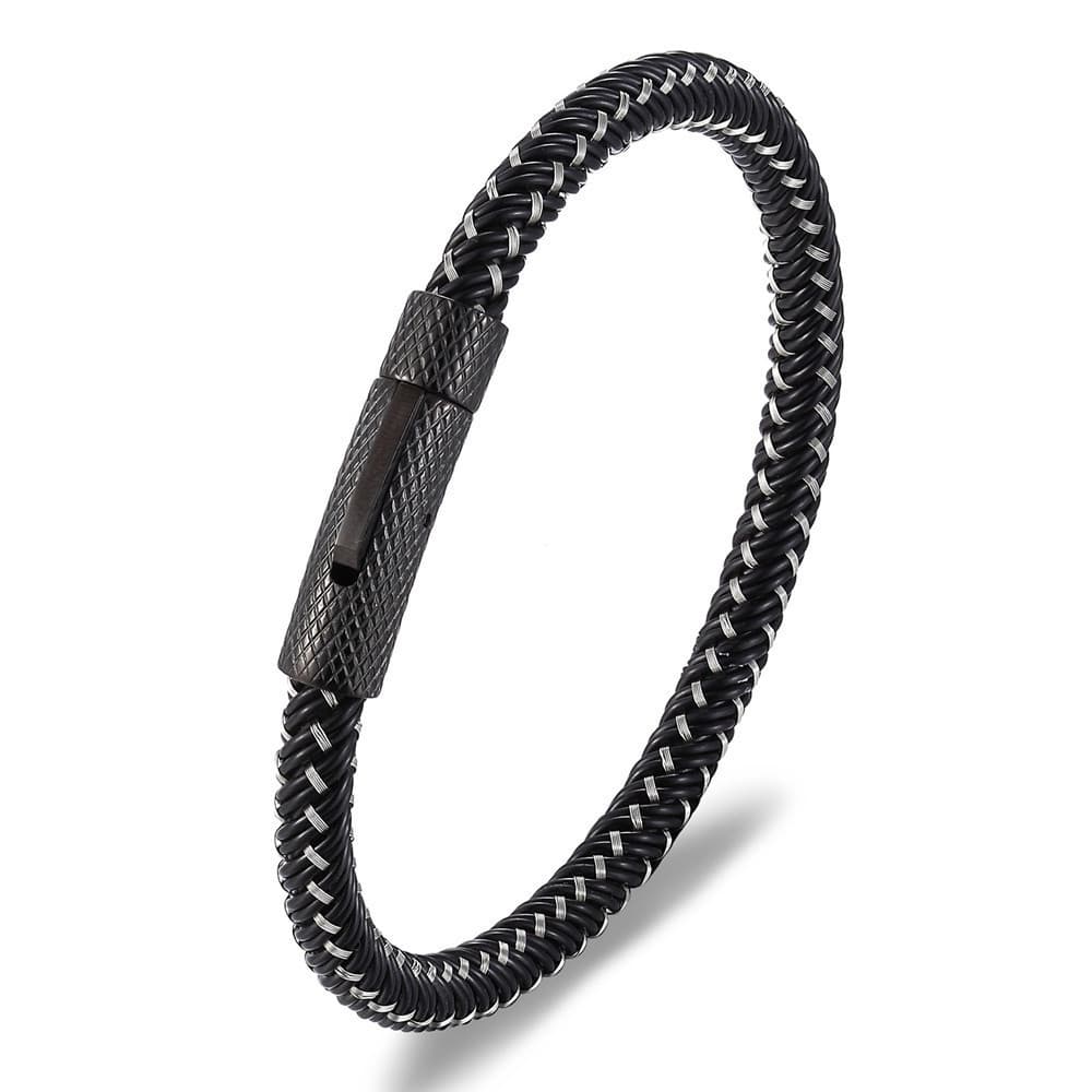 Botão Roscado Punk Pulseira De Tecelagem De Metal Para Homens Mulheres Jóias De Aço Inoxidável