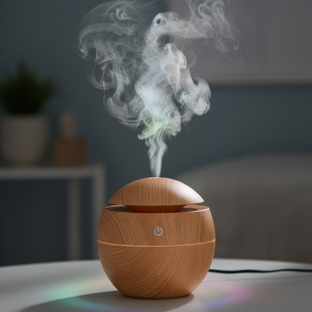 Difusor Aromático Elétrico 130ml com Umidificação e LED 7 Cores