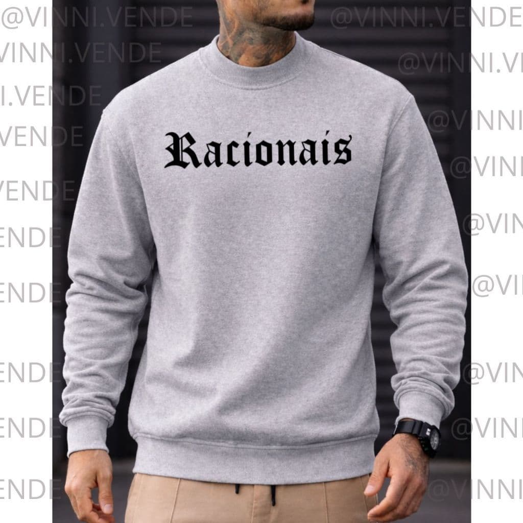 Moletom Masculino Cinza Raci0n4is Estilo Urbano Premium Conforto Casual Top