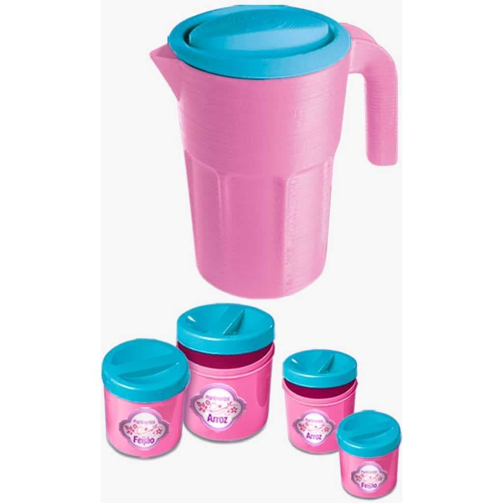 KIT JARRA E PORTA CONDIMENTO BRINQUEDO FAZ DE CONTA COZINHA MENINA