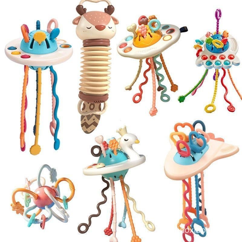 Brinquedos De Silicone Sensoriais Montessori Pull Rope Baby Toys Atividade Desenvolvimento De Habilidades Motoras Educac
