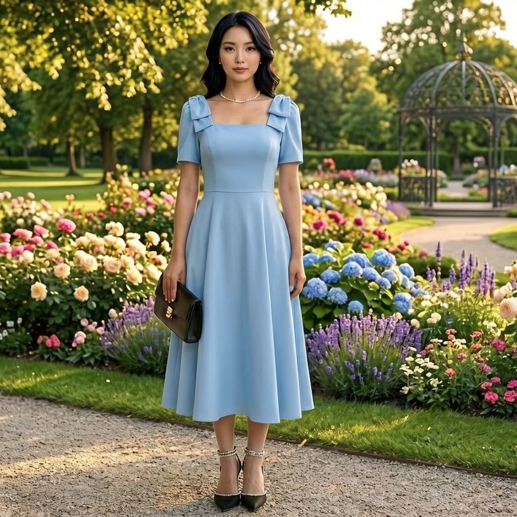 Vestido Social Midi Moda Evangélica Com Laço Tendência 2026