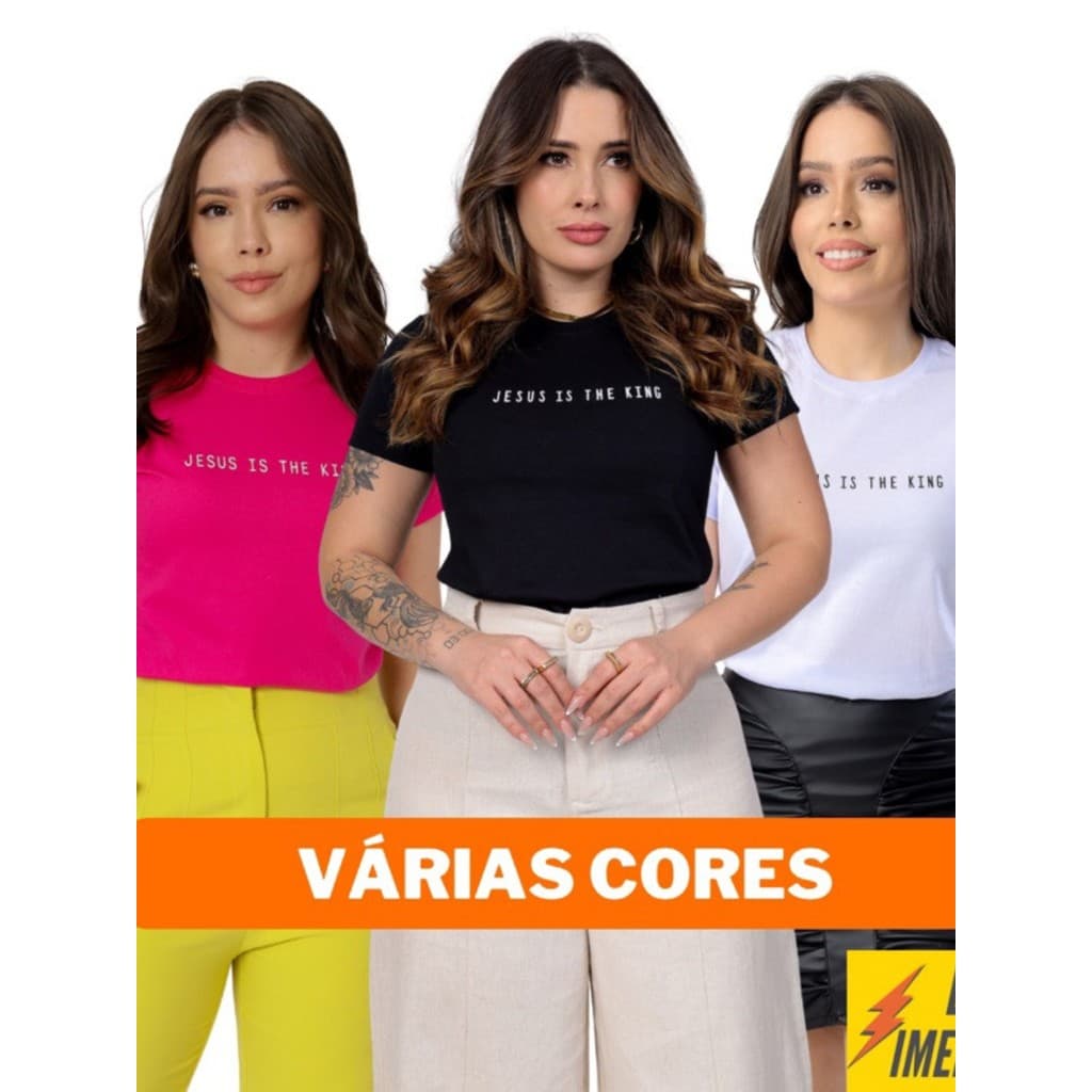 BLUSA FEMININA JESUS IS THE KING ALTO RELEVO