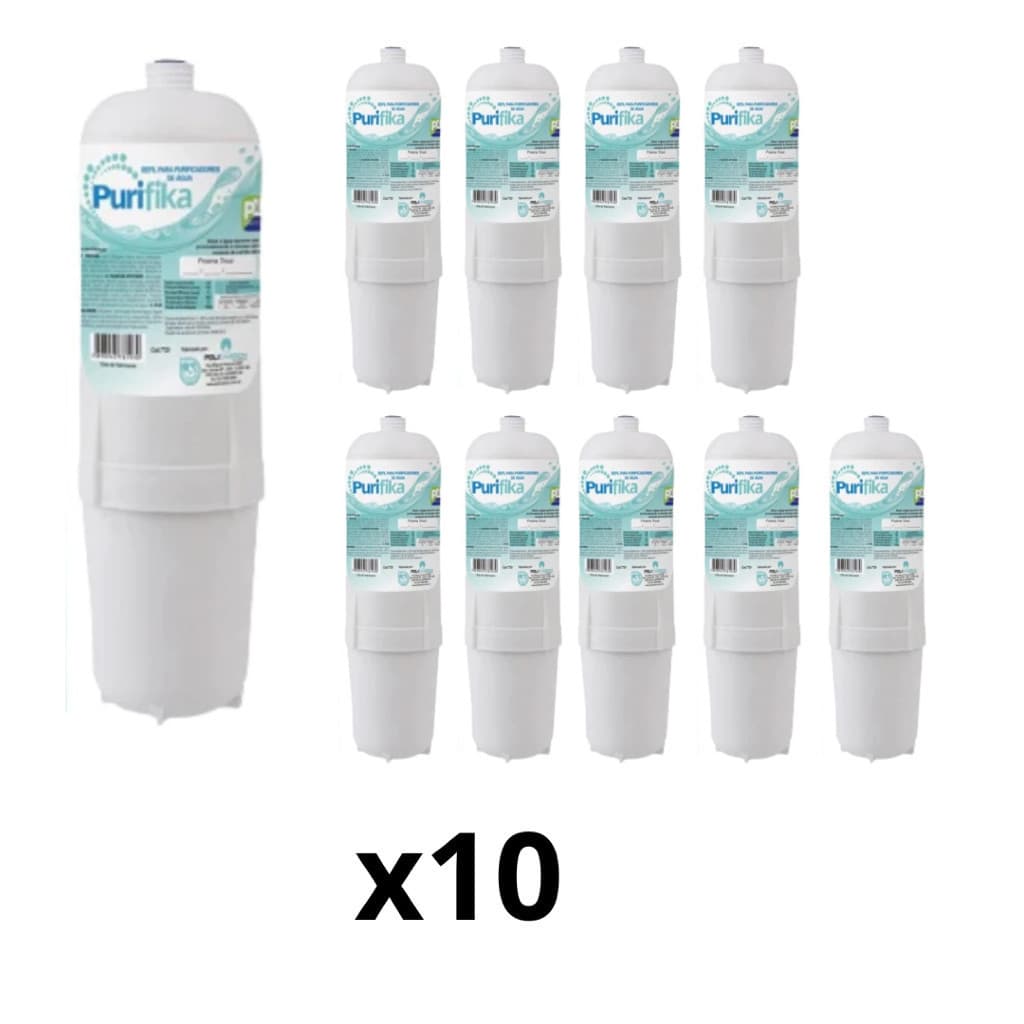 Kit de 10 Refil Filtro Original Policarbon Vela Purifika Compatível Para Purificador De Agua Soft Everest
