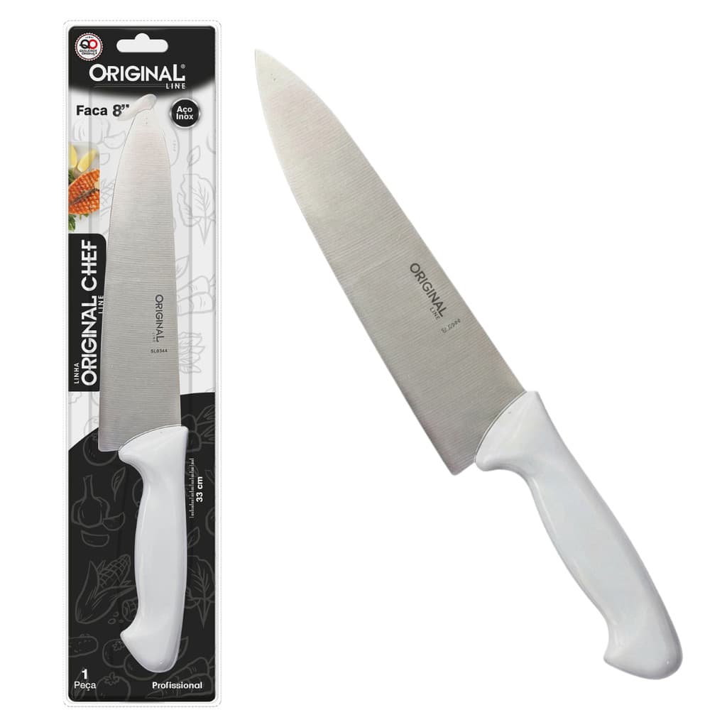 Faca Chef Aço Inox 8 Polegadas Facas Cozinha Profissional