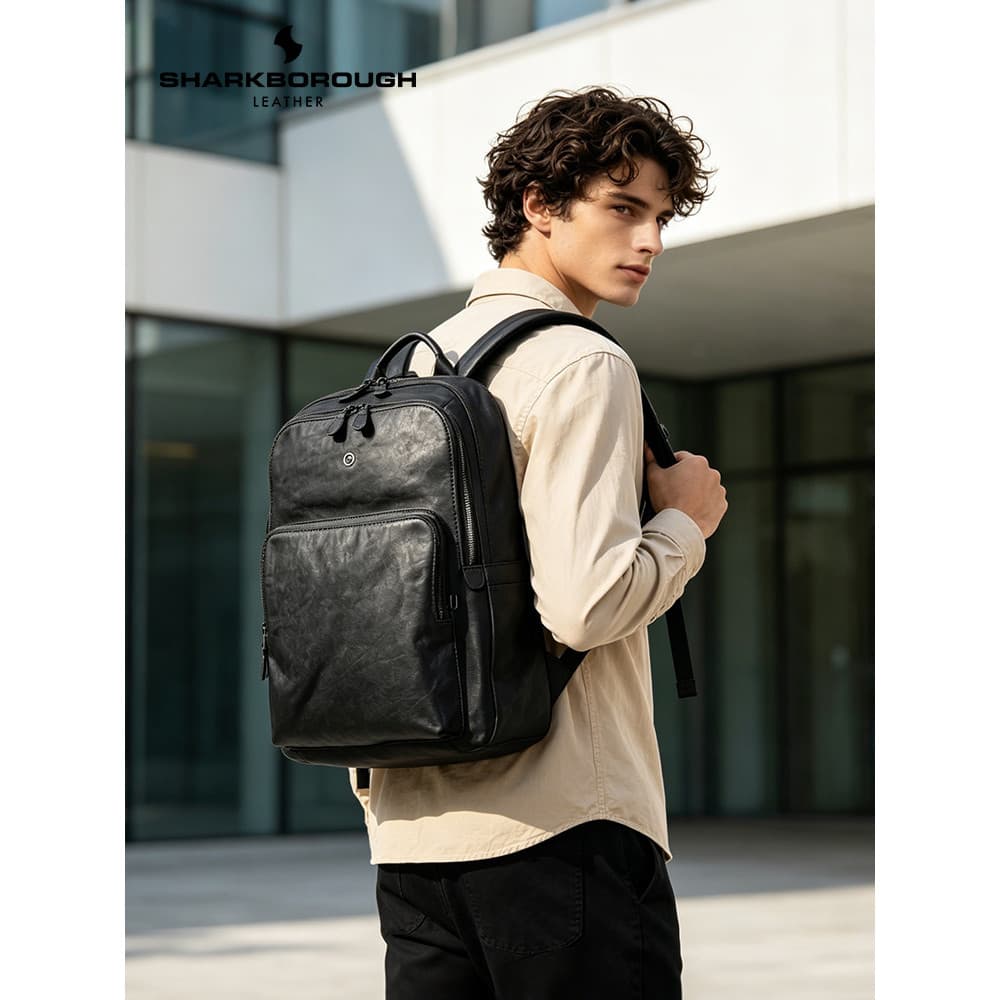 Mochila masculina mochila de couro genuíno Commuter grande capacidade saco de computador masculino vegetal curtido saco