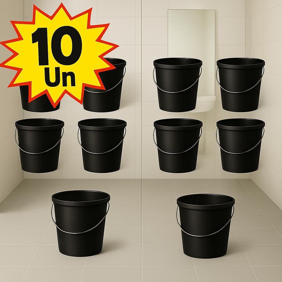 Kit 10 Balde 5 Litros Limpeza Cozinha Banheiro Casa Chão Escritorio