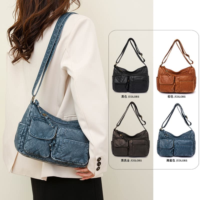 Nova bolsa de ombro de couro macio 2023 novo estilo moda All-Match saco do mensageiro de meia-idade senhoras mãe saco pe