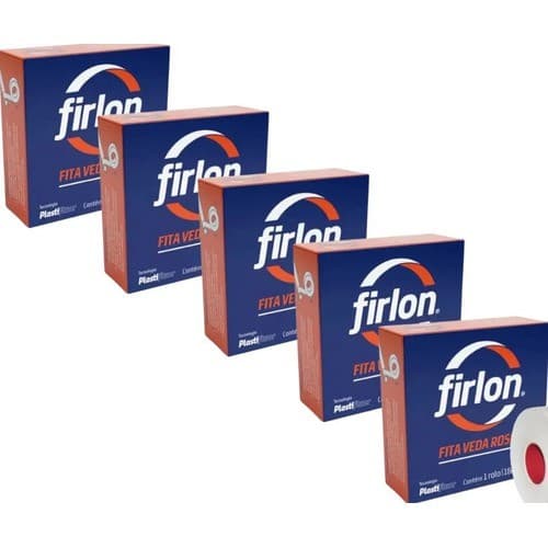 Kit 5 Fita Veda Rosca 18mm X 10 Metros Firlon Branco