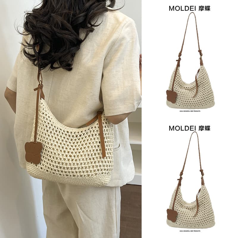 bolsa femenina bolsa transversal feminino Verão à beira-mar férias estilo praia tecido saco de palha tecido feminino 202