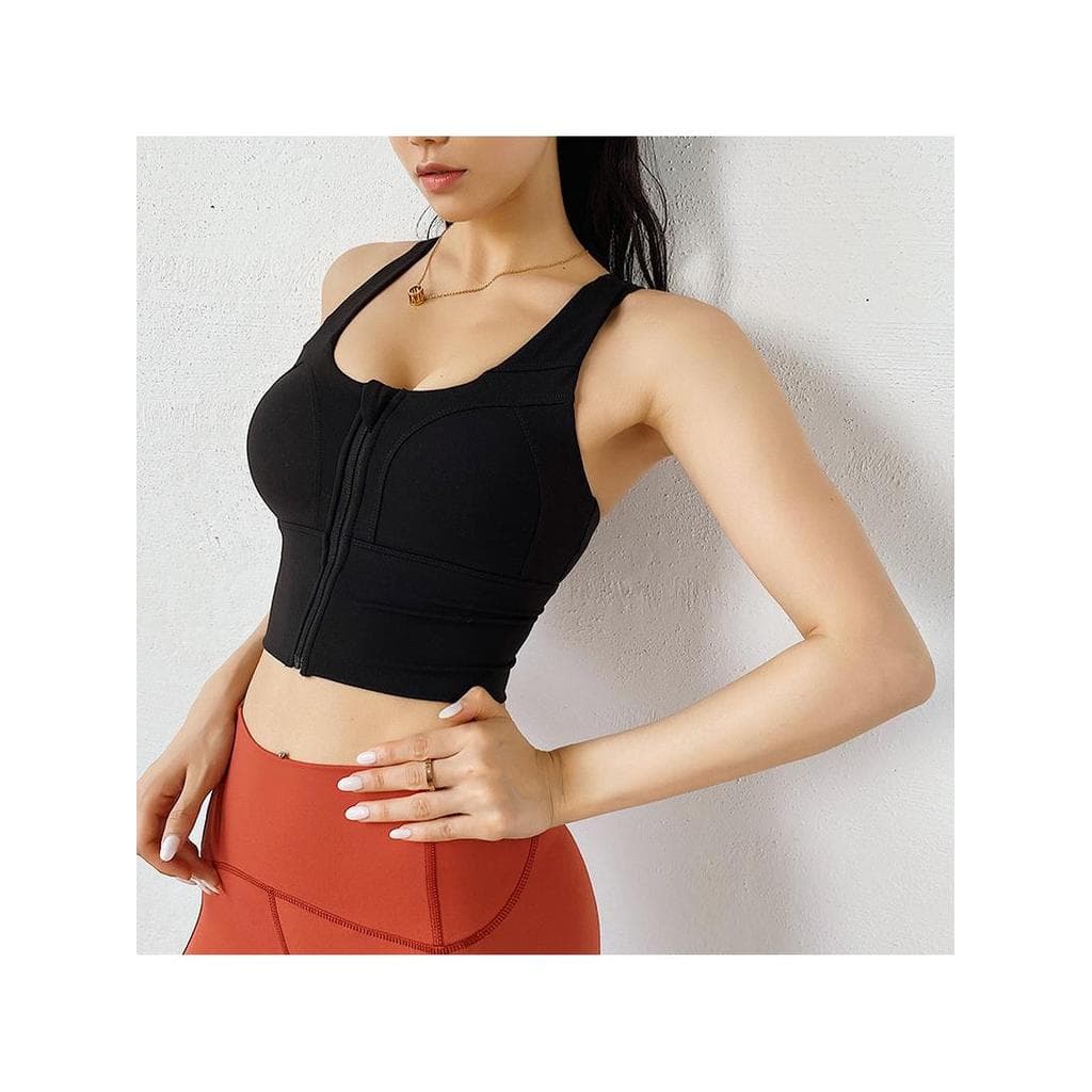 Zíper frontal tamanho grande roupa interior esportiva feminina de alta intensidade à prova de choque correndo Fitness We