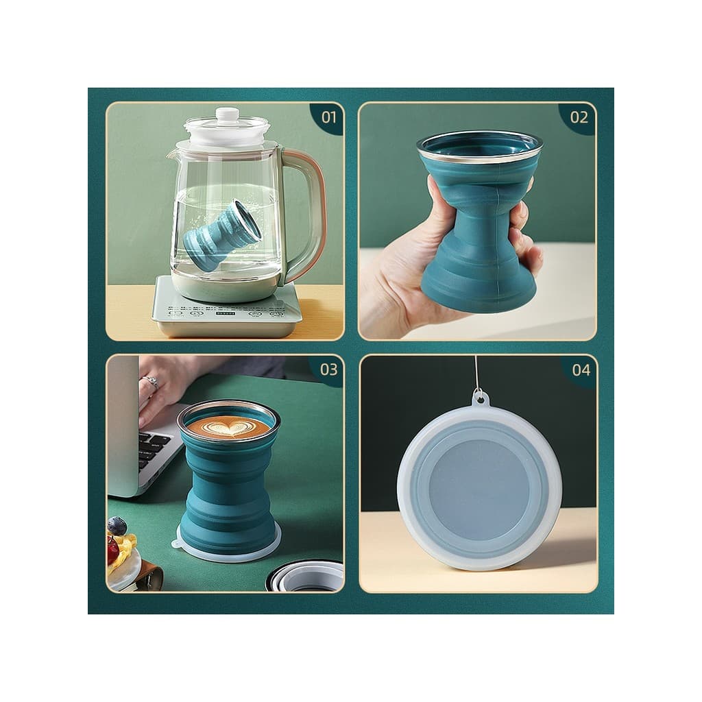 Copo de Silicone dobrável copo de viagem de negócios portátil criativo Mini copo retrátil com tampa copo de enxaguatório