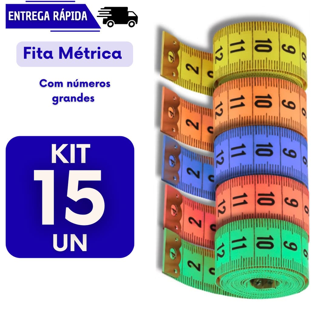 Kit 15 Fita Metrica 150cm Corporal Costureira Costura Fitness Medição Corpo Flexível Fitas Trenas Metricas Corpo Medir