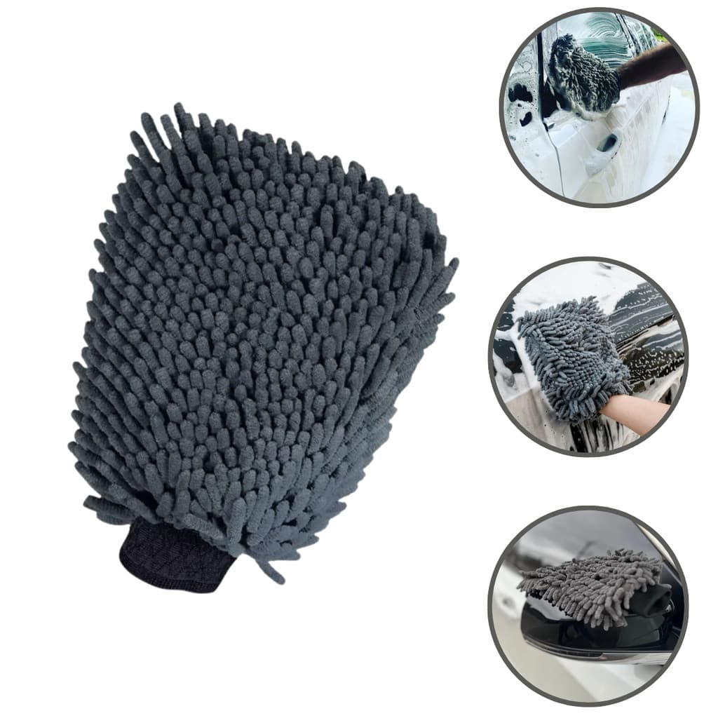 Luva Multiuso Microfibra Chenille Premium Lavagem Automotiva Carro Moto Caminhão 25x16cm