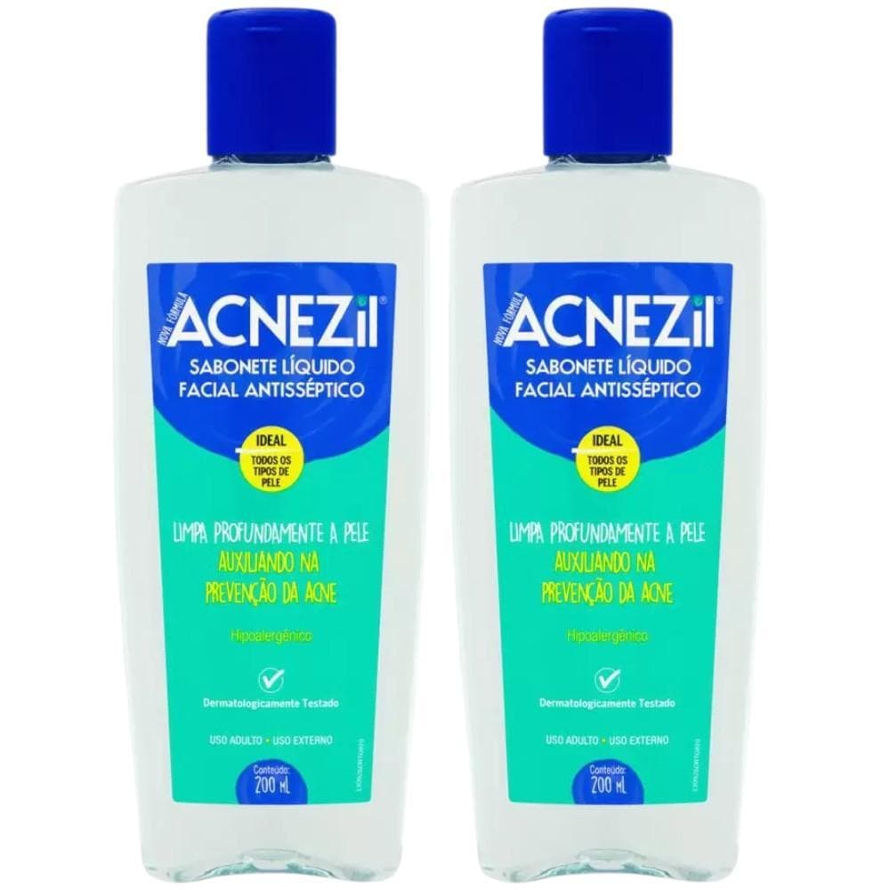 Kit Sabonete Líquido Facial Antisséptico Acnezil Com 2 Unidades De 200ml Cada