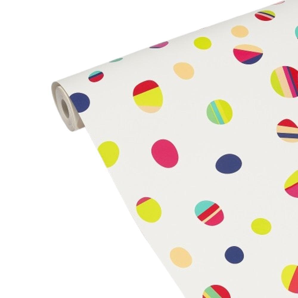 PAPEL DE PAREDE ADESIVO COLORIDO 5 METROS BOLINHAS QUARTO INFANTIL CONFEITARIA BRINQUEDOTECA ROLO COLANTE