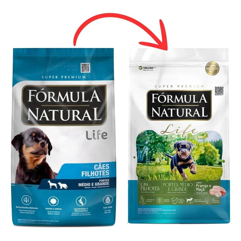 Ração Fórmula Natural Life Cães Filhotes Médio E Grande 15kg Super Premium Sem Transgênicos