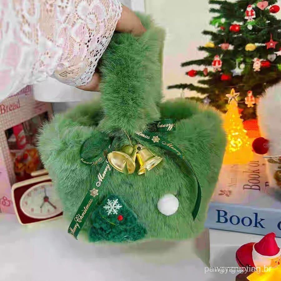 Saco de Presente de Natal Paciência Embalagem de Frutas Saco de Presente Macio e Fofo Saco de Doces de Pelúcia ALM 9N0U