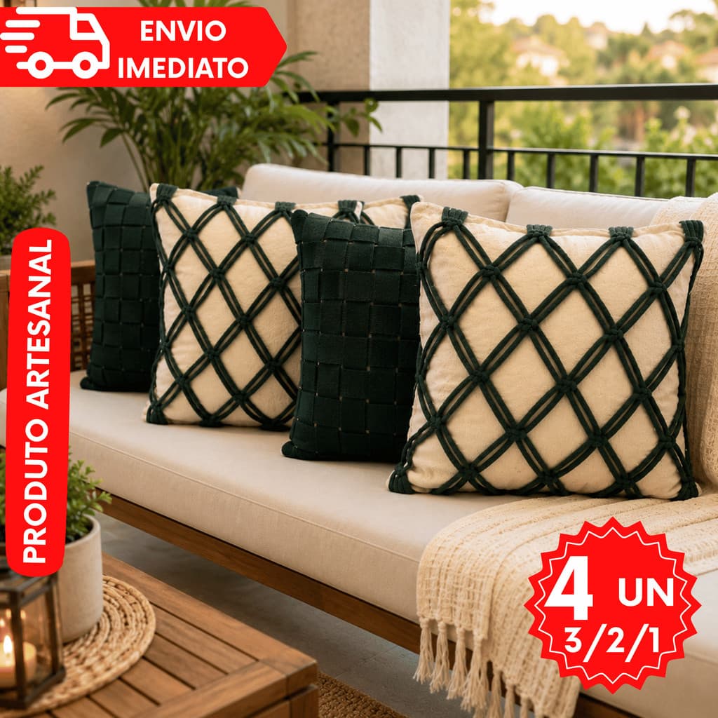 4/3/2/1 Almofadas Decorativas Sala Verde Musgo Premium - Ideal para Sala, Quarto ou Varandas 100% AG