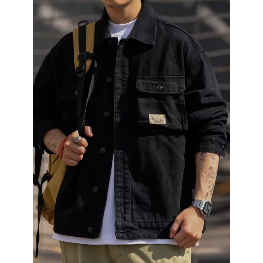 Jaqueta de lapela Casual rufião bonito jaqueta jeans High-End macacão jaqueta masculina primavera outono estilo rua Wear