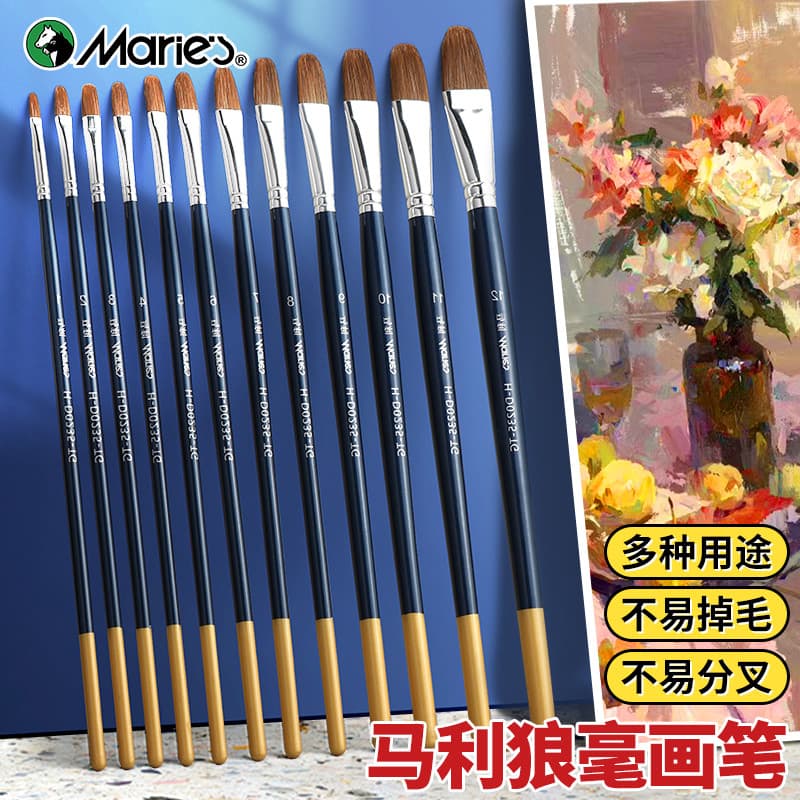 Marley Wolf Water Chalk Set Estudantes de arte Dedicado Pincel de acrílico único Pincel de óleo Exame de arte Pintura pa